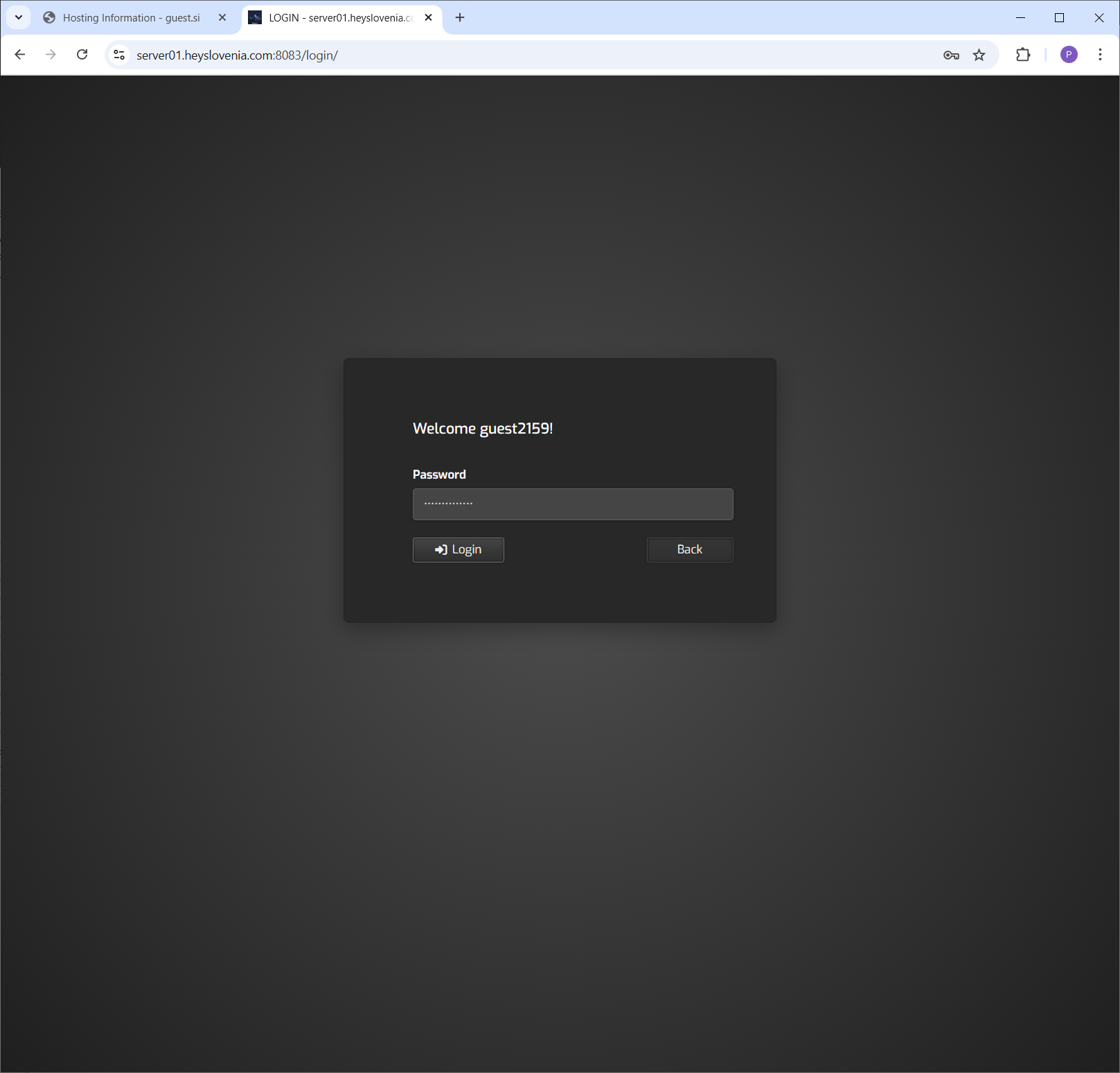 Enter Server Password